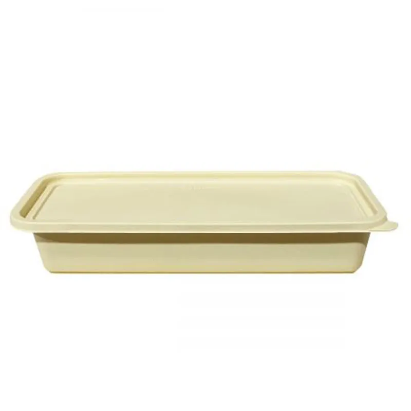 Biodegradable cornstarch bento box with 1 compartment and lid – eco-friendly and food-safe