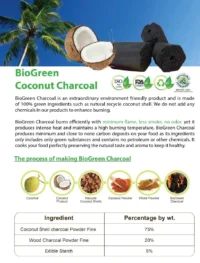 Biodegradable coconut shell charcoal – smokeless, easy to ignite, and burns evenly