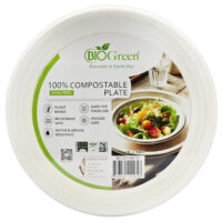 Biogreen Compostable Plate – Eco-Friendly & Sugarcane Bagasse