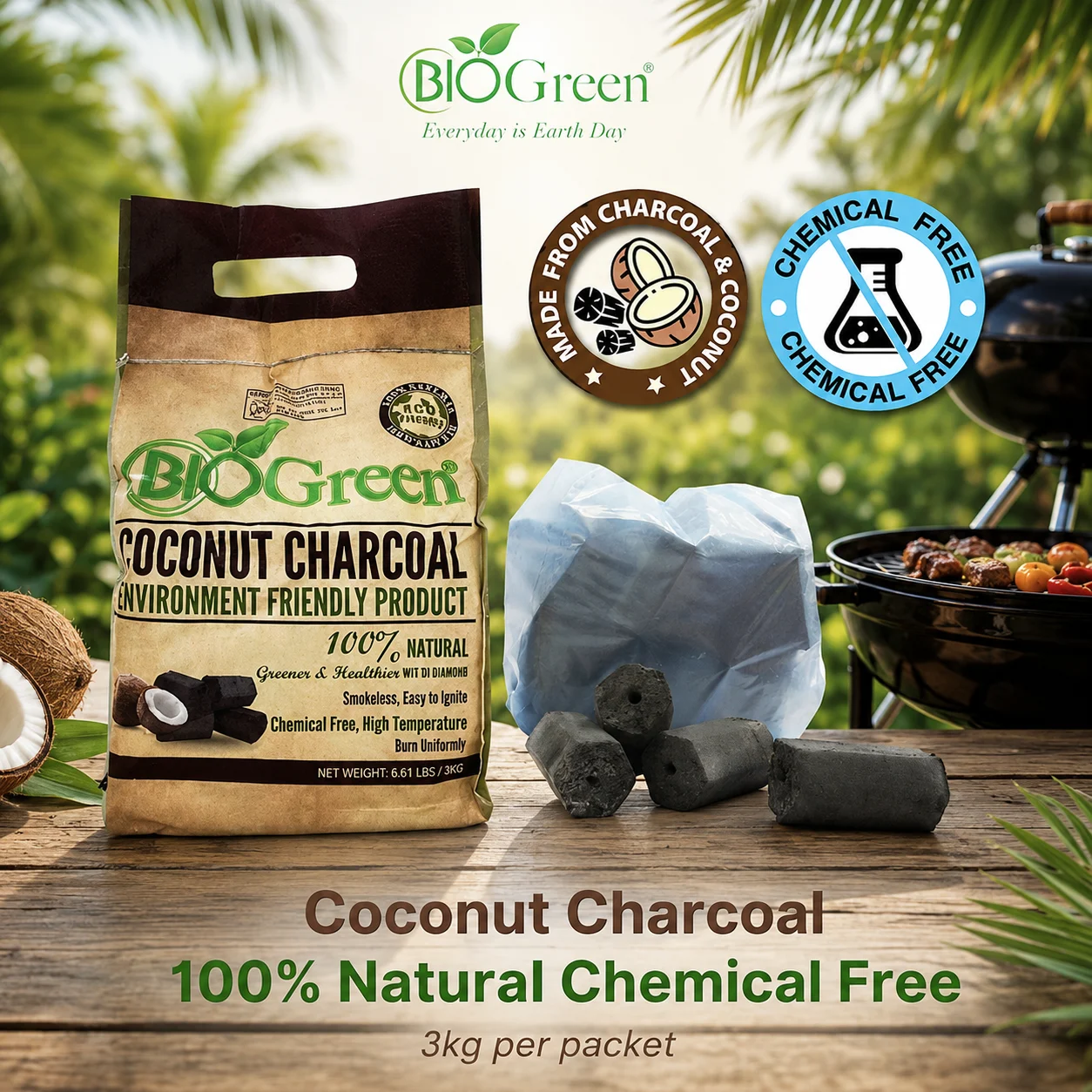 coconut charcoal bbq